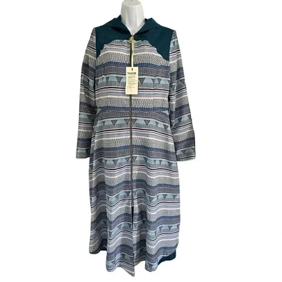Noor Collection hooded kaftan dress jacket long sleeve women's size 9/10 - Picture 1 of 16